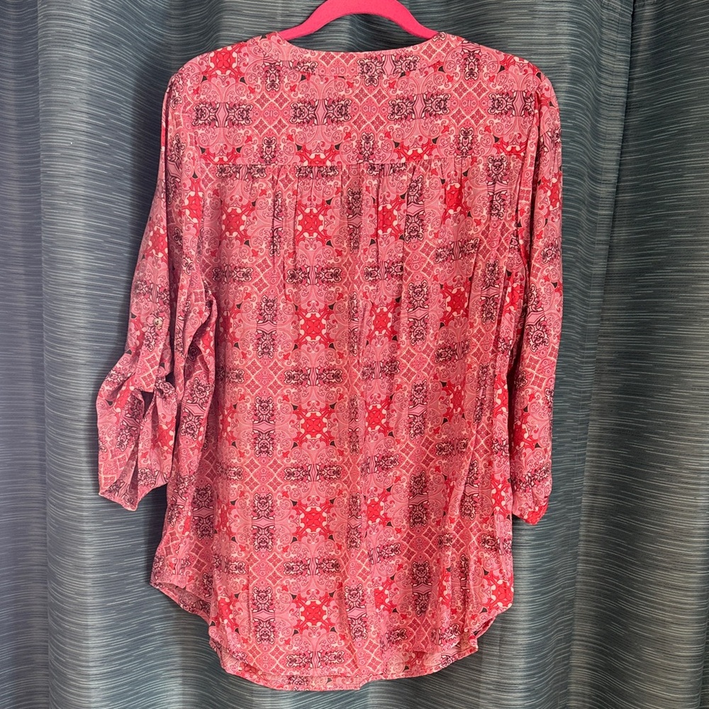 Fred David Pink Geometric Pullover Blouse - Picture 7 of 10